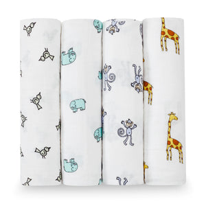 Aden + Anais jungle jam 4-pack classic swaddles 4-pack